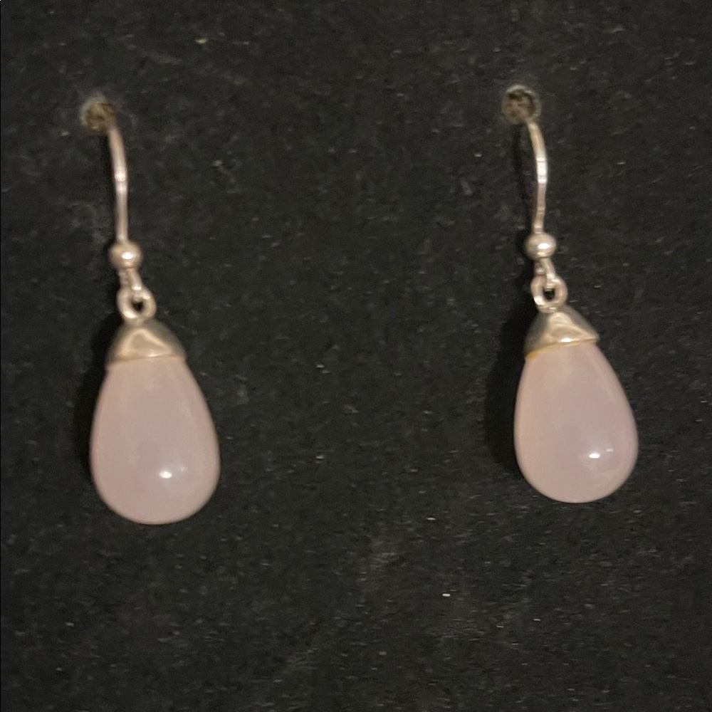 125 silver earrings with rose quartz